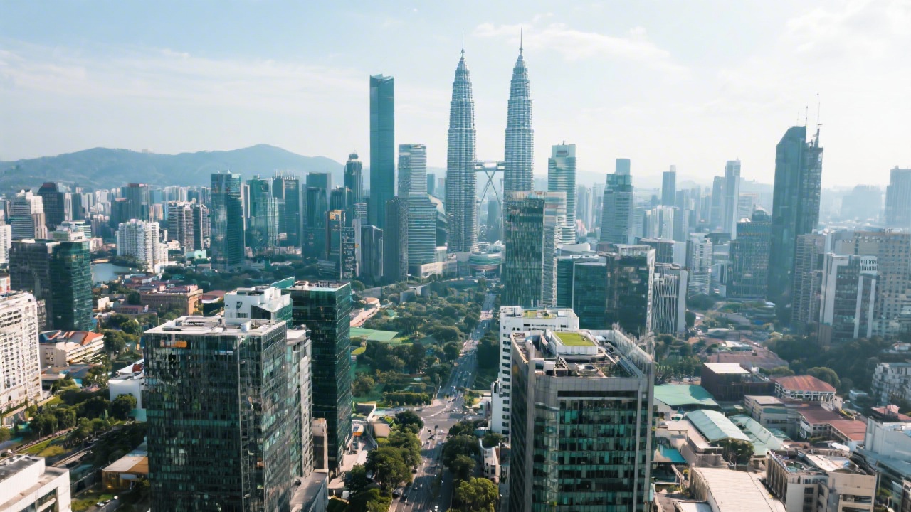 Aerial daytime view of Kuala Lumpur skyline with modern offices, highlighting a business district where digital teams build scalable marketing and web platforms